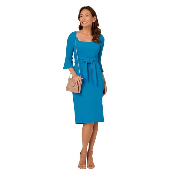 NWT Adrianna Papell Womens Bell Sleeve Tie Front Dress Deep Cerulean Blue 6 - Picture 4 of 10